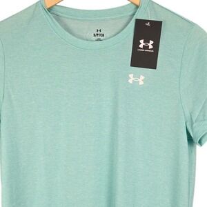 Under Armour Tech Tee Women Small Aqua Loose Fit Short Sleeve T-Shirt Active NWT